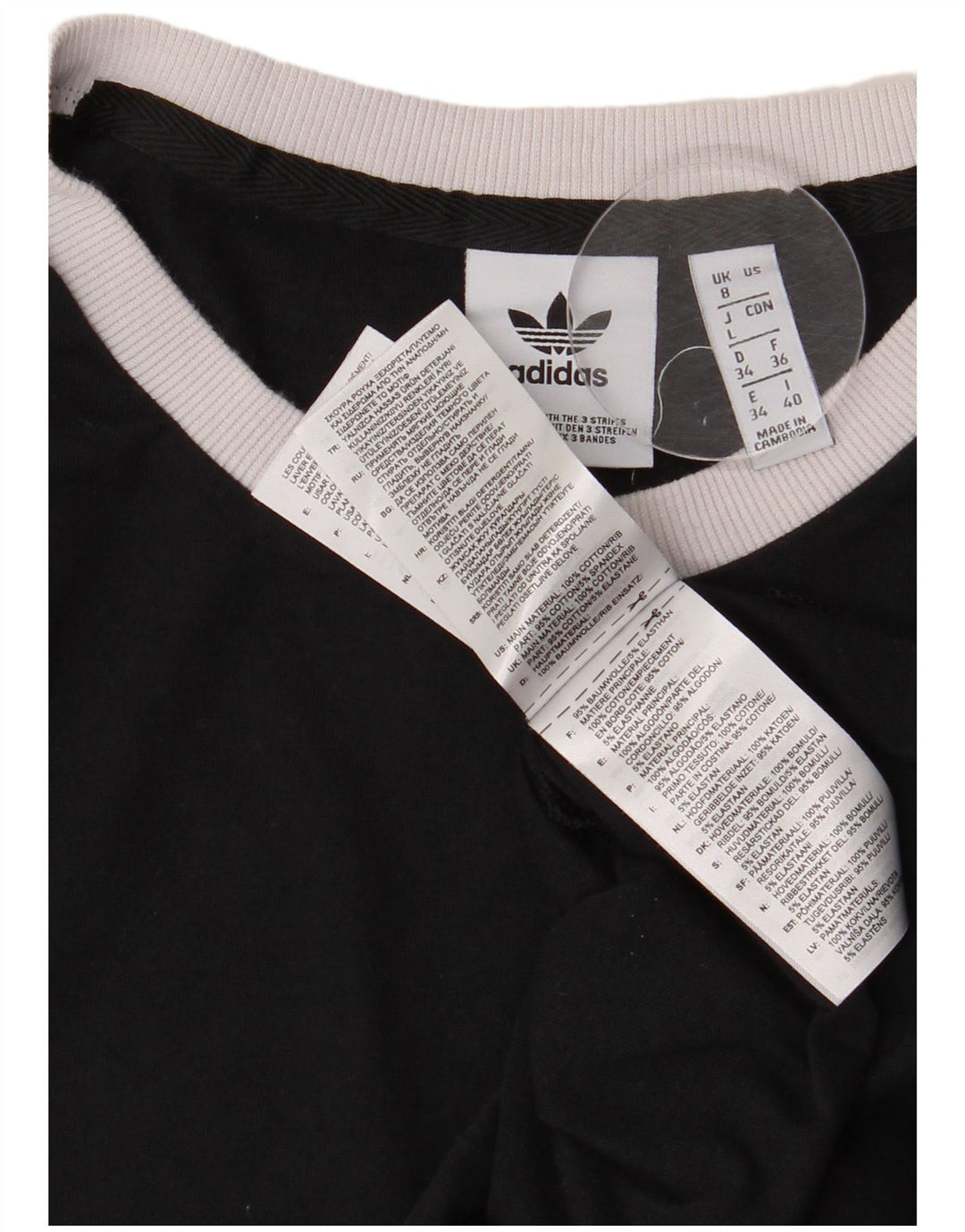 Adidas Womens T-Shirt Top UK 8 Small Black Cotton