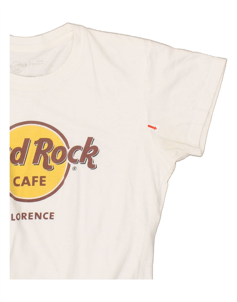 HARD ROCK CAFE Womens Florence Graphic T-Shirt Top UK 10 Small White Vintage Hard Rock Cafe and Second-Hand Hard Rock Cafe from Messina Hembry 