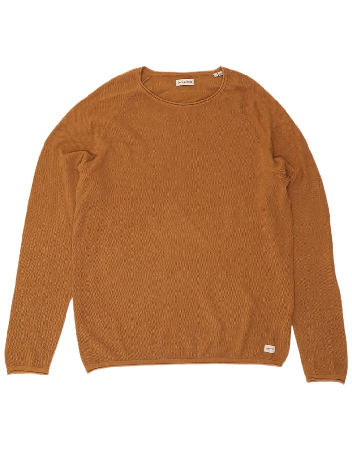 Jack & Jones Mens Crew Neck Jumper Sweater 2XL Brown Cotton