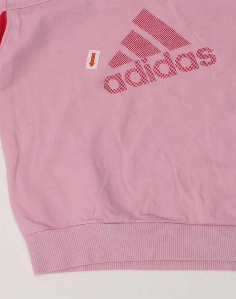 ADIDAS Baby Girls Graphic Sweatshirt Jumper 12-18 Months Pink Cotton | Vintage Adidas | Thrift | Second-Hand Adidas | Used Clothing | Messina Hembry 