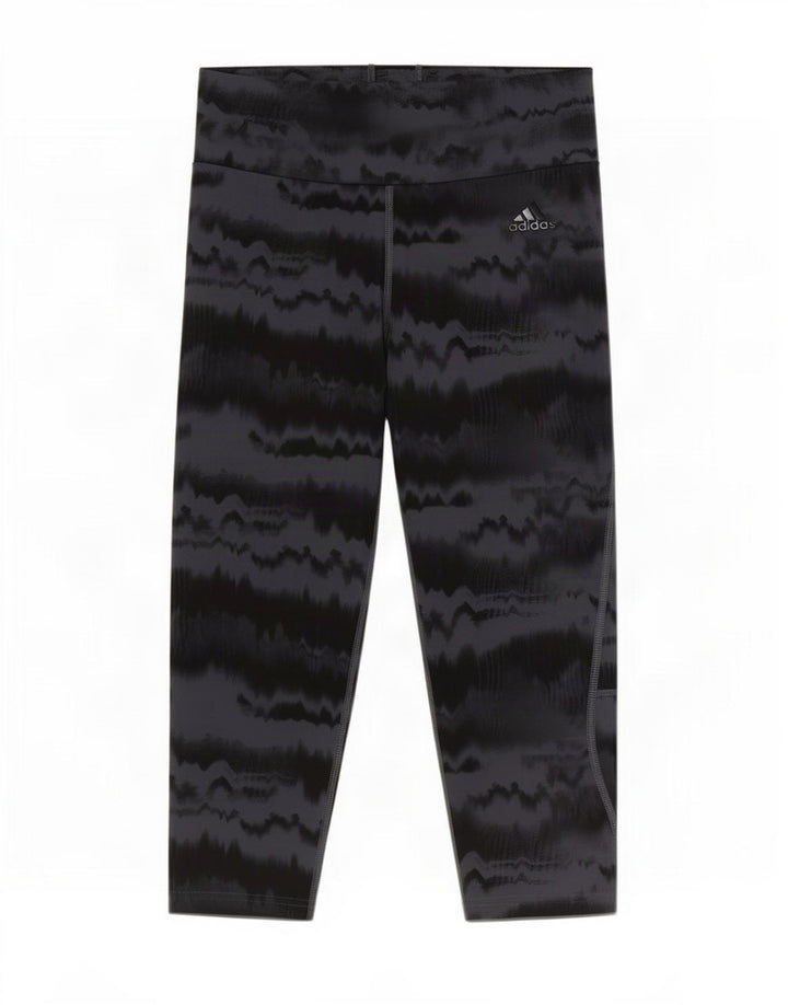 Adidas Womens Capri Leggings UK 8/10 Small Grey Tie Dye Polyester