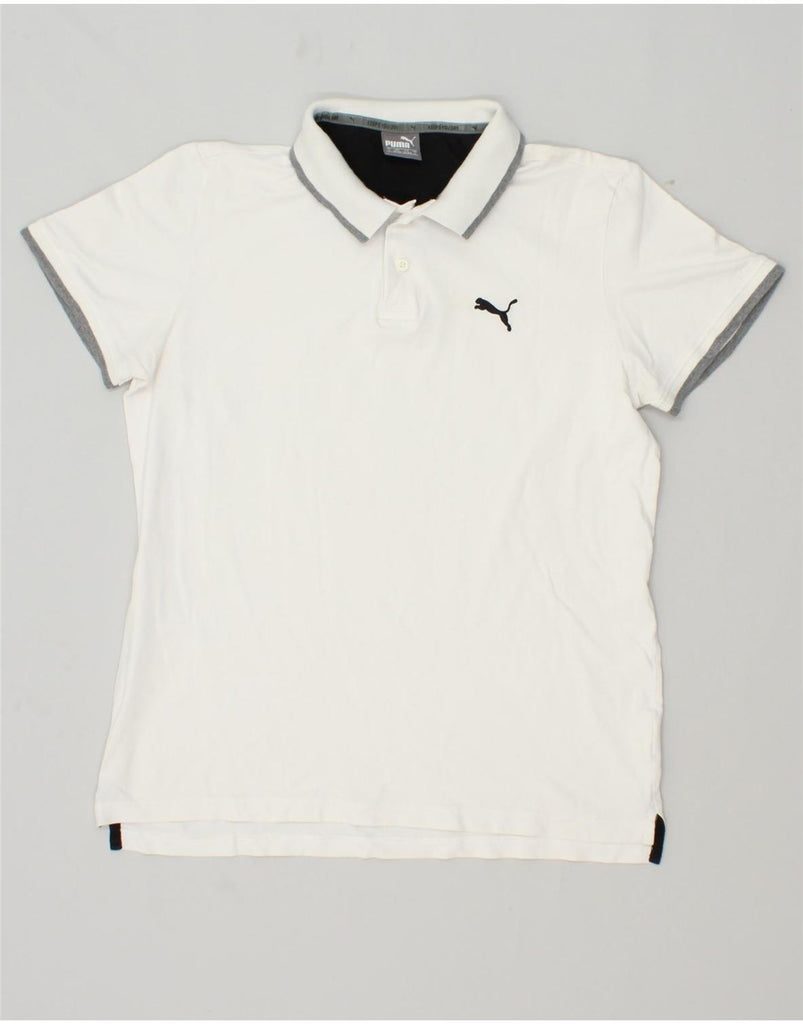 PUMA Mens Polo Shirt Large White Cotton | Vintage Puma | Thrift | Second-Hand Puma | Used Clothing | Messina Hembry 