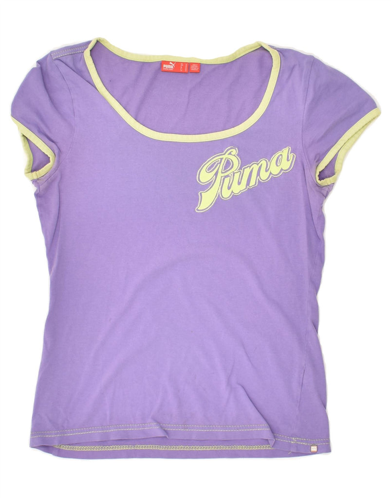 PUMA Womens Graphic T-Shirt Top UK 12 Medium Purple Cotton | Vintage Puma | Thrift | Second-Hand Puma | Used Clothing | Messina Hembry 