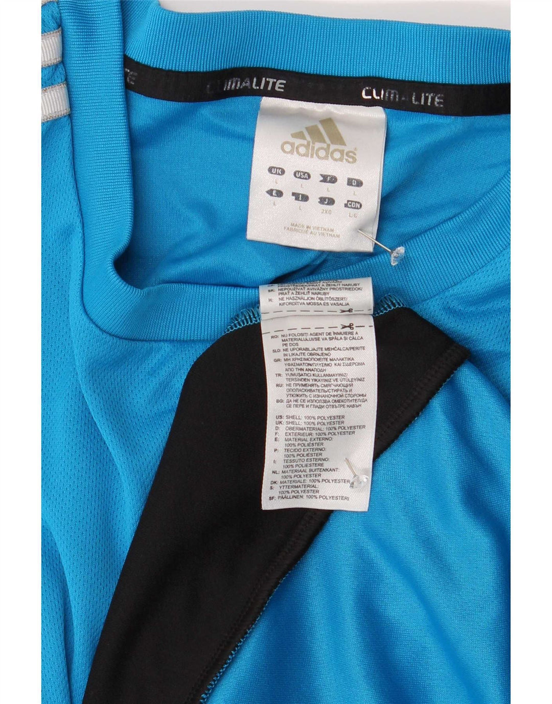 Adidas Mens Climalite T-Shirt Top Large Blue Colourblock Polyester