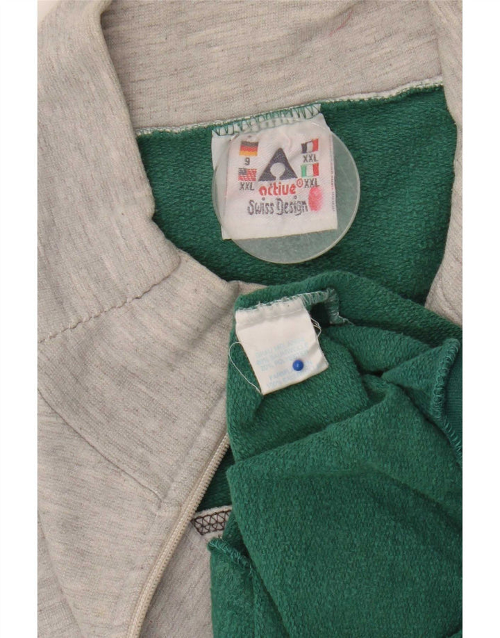Active Mens Sleeveless Tracksuit Top Jacket 2XL Grey Colourblock Cotton