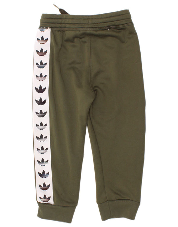 Adidas Baby Boys Graphic Tracksuit Trousers 18-24 Months Khaki Colourblock