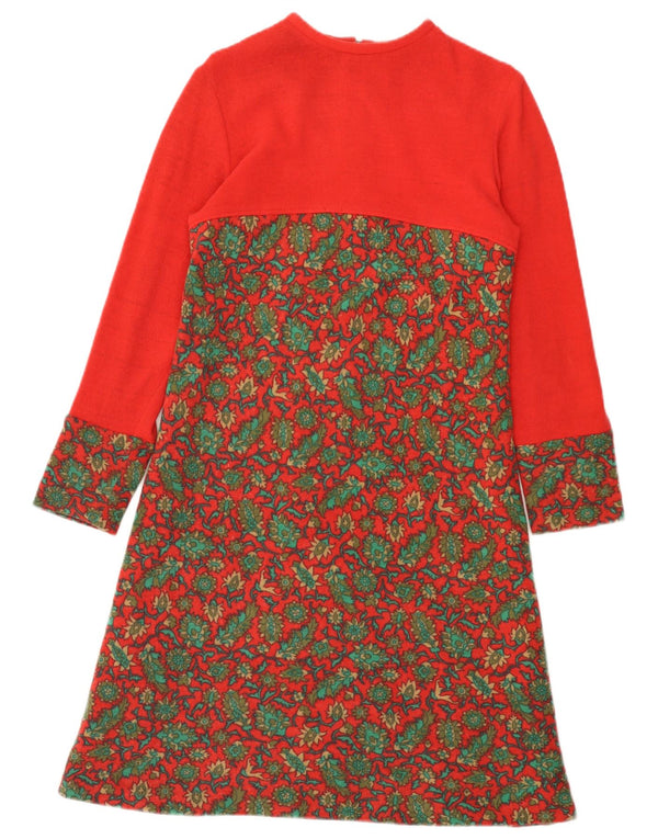 Vintage Womens Long Sleeve Jumper Dress IT 44 Medium Red Floral