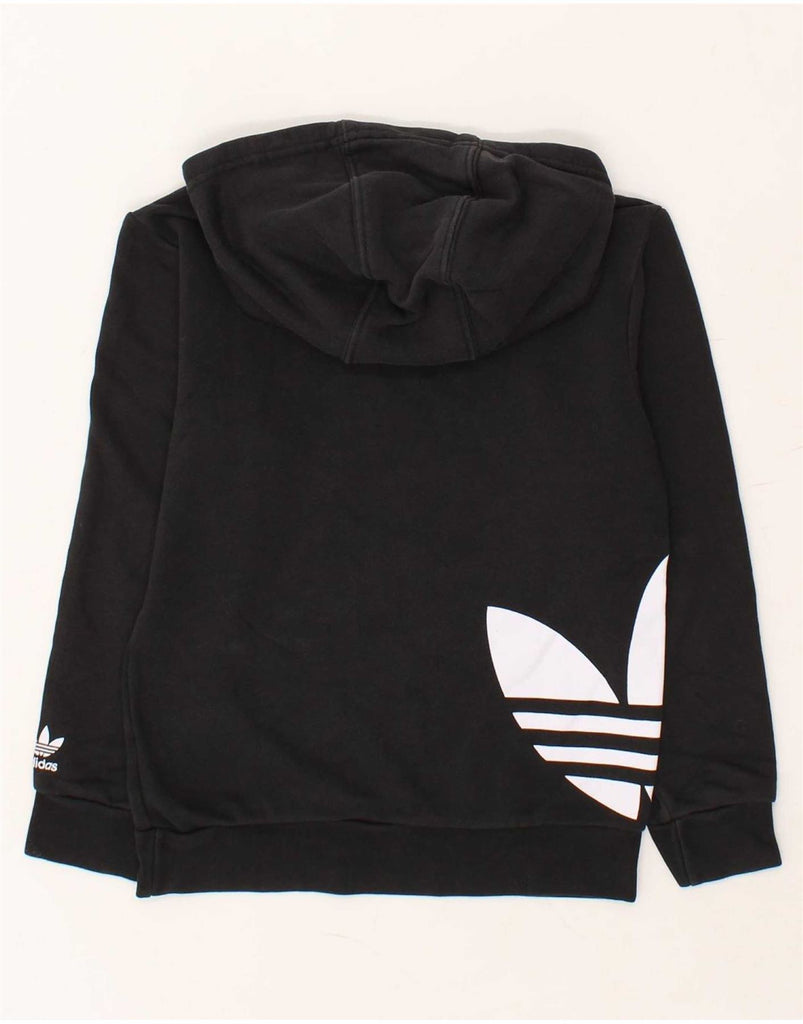 ADIDAS Boys Graphic Hoodie Jumper 7-8 Years Black Cotton Vintage Adidas and Second-Hand Adidas from Messina Hembry 