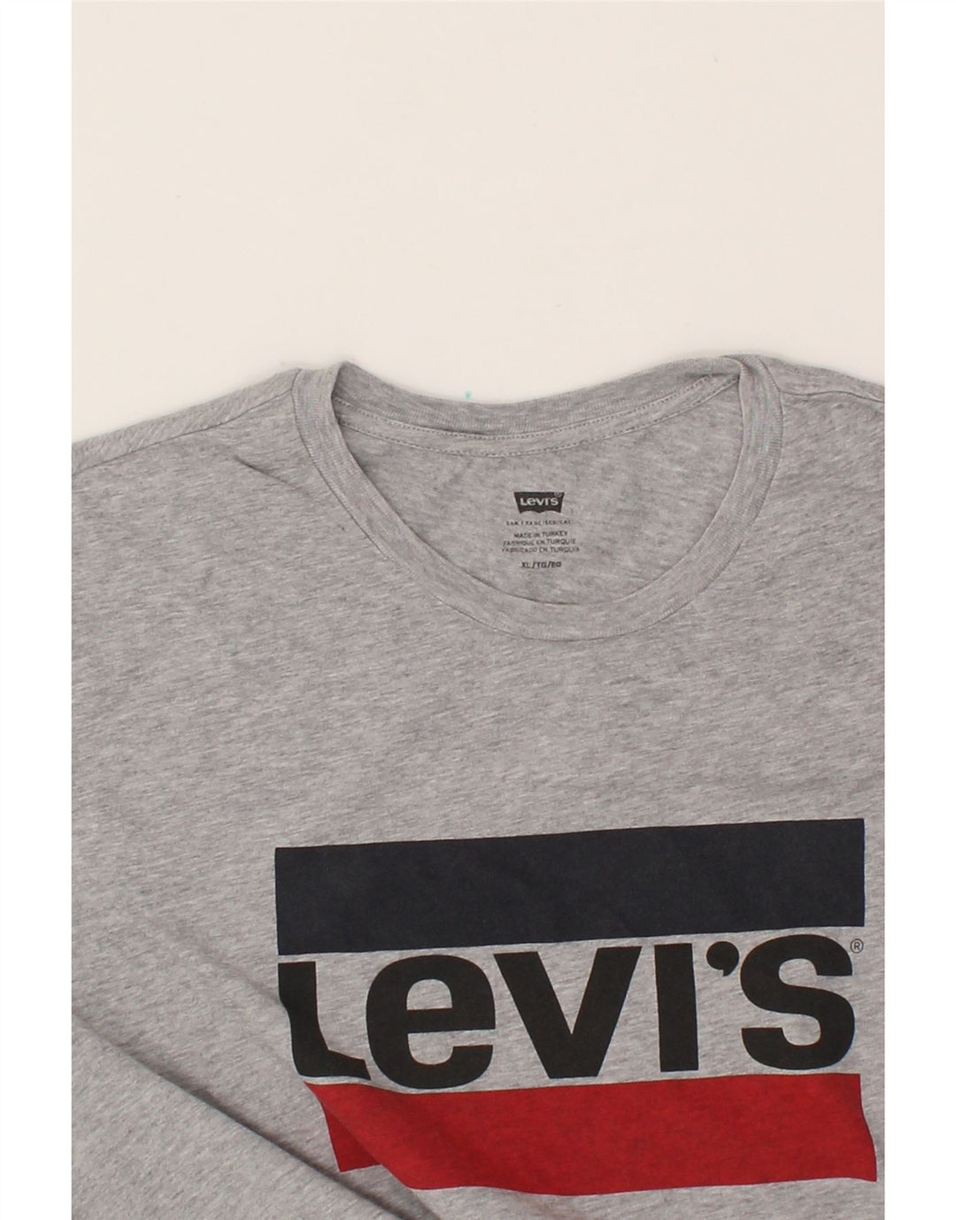 LEVI'S Mens Graphic T-Shirt Top XL Grey Cotton Vintage Levi's and Second-Hand Levi's from Messina Hembry 