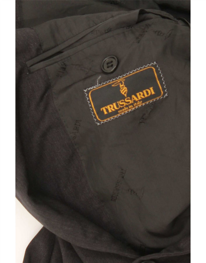 Trussardi Mens 2 Button Blazer Jacket IT 48 Medium Black Virgin Wool