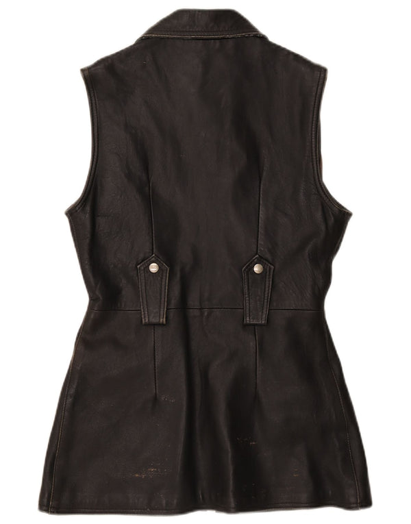 Gossip Womens Leather Gilet UK 12 Medium Black
