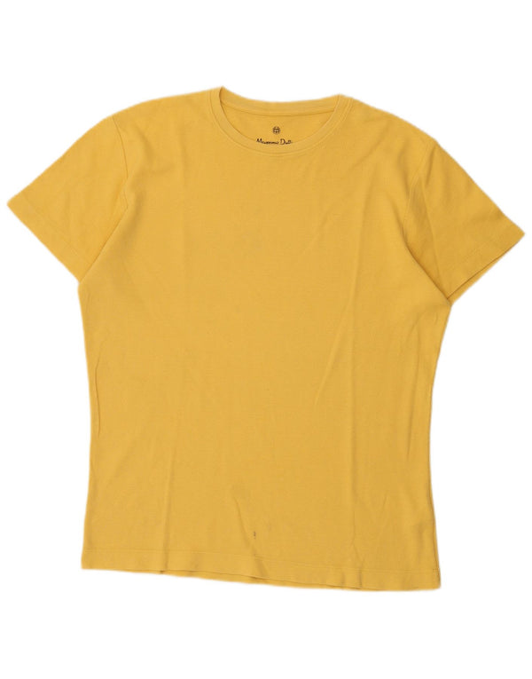 Massimo Dutti Mens Regular Fit T-Shirt Top Medium Yellow Cotton
