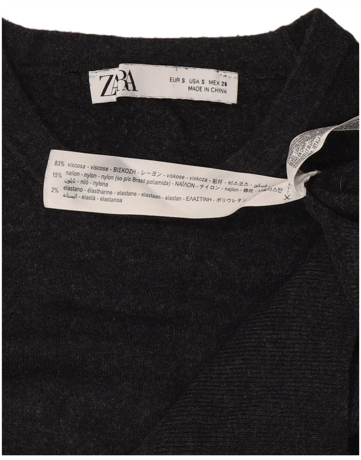 Zara Womens Crew Neck Jumper Sweater UK 10 Small Grey Viscose