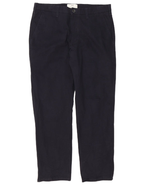 Marks & Spencer Mens Regular Fit Chino Trousers W34 L29 Navy Blue Cotton