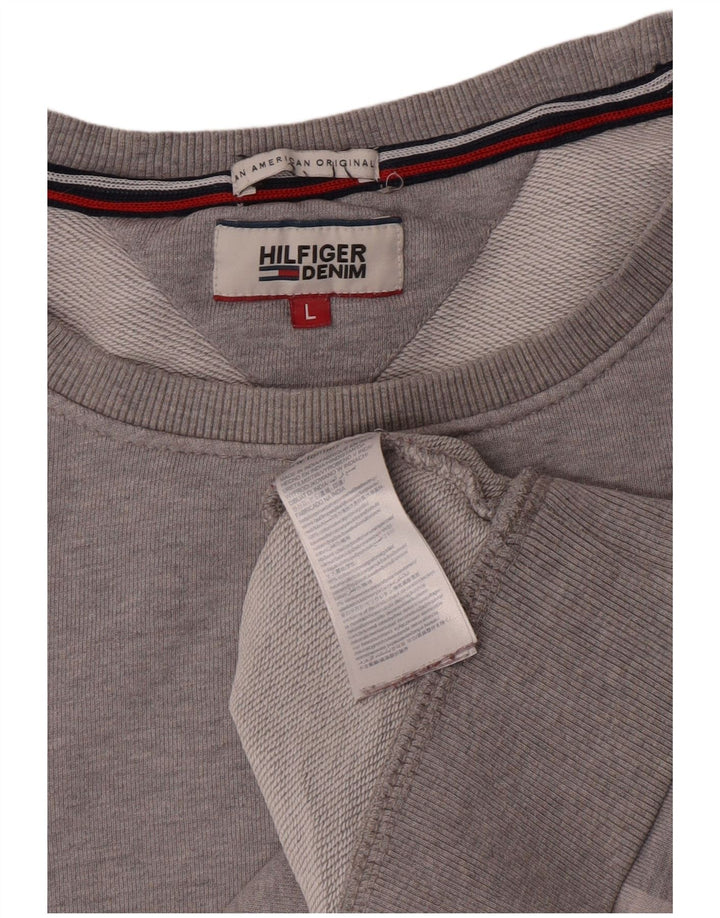Tommy Hilfiger Mens Graphic Sweatshirt Jumper Large Grey Cotton