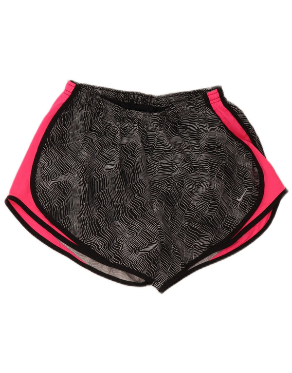 NIKE Womens Dri Fit Sport Shorts UK 16 Large  Black Colourblock Polyester