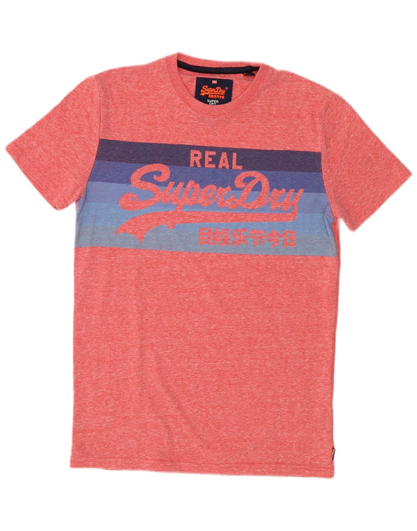 Superdry Mens Graphic T-Shirt Top Small Pink Flecked Polyester