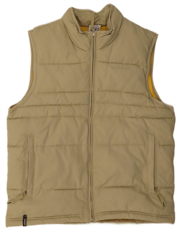 Adidas Mens Padded Gilet UK 38 Medium Beige Cotton