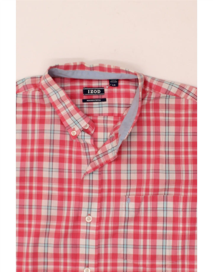 IZOD Mens Short Sleeve Shirt Large Pink Check Cotton Vintage Izod and Second-Hand Izod from Messina Hembry 