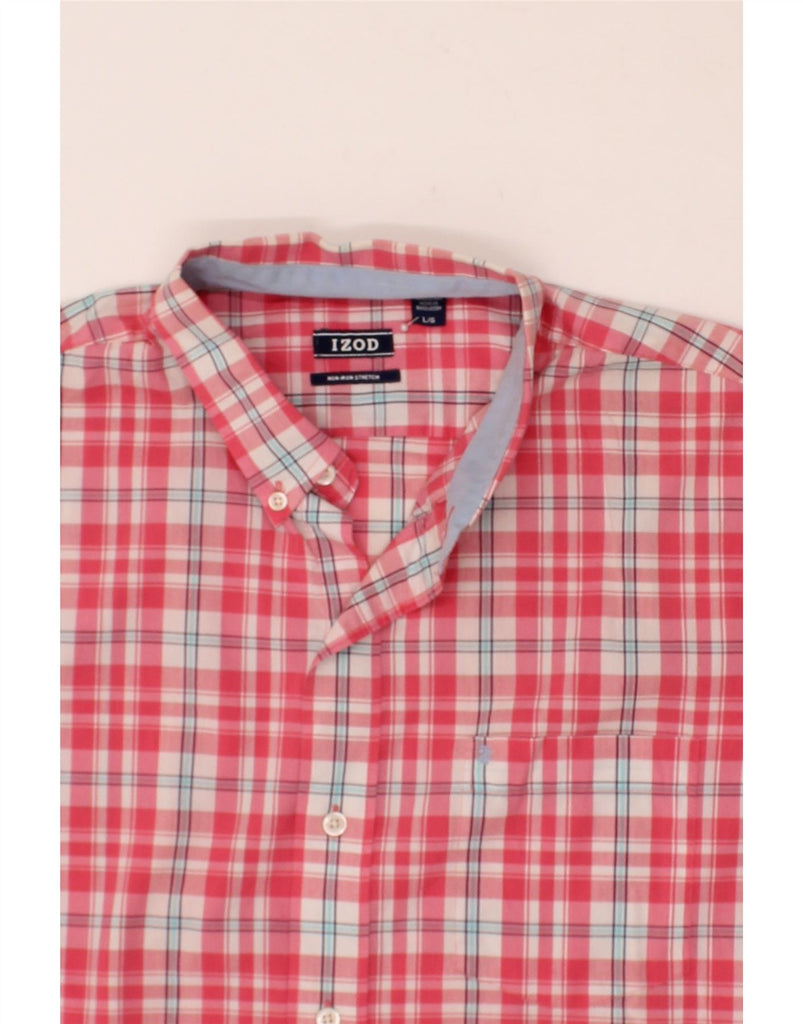 IZOD Mens Short Sleeve Shirt Large Pink Check Cotton Vintage Izod and Second-Hand Izod from Messina Hembry 
