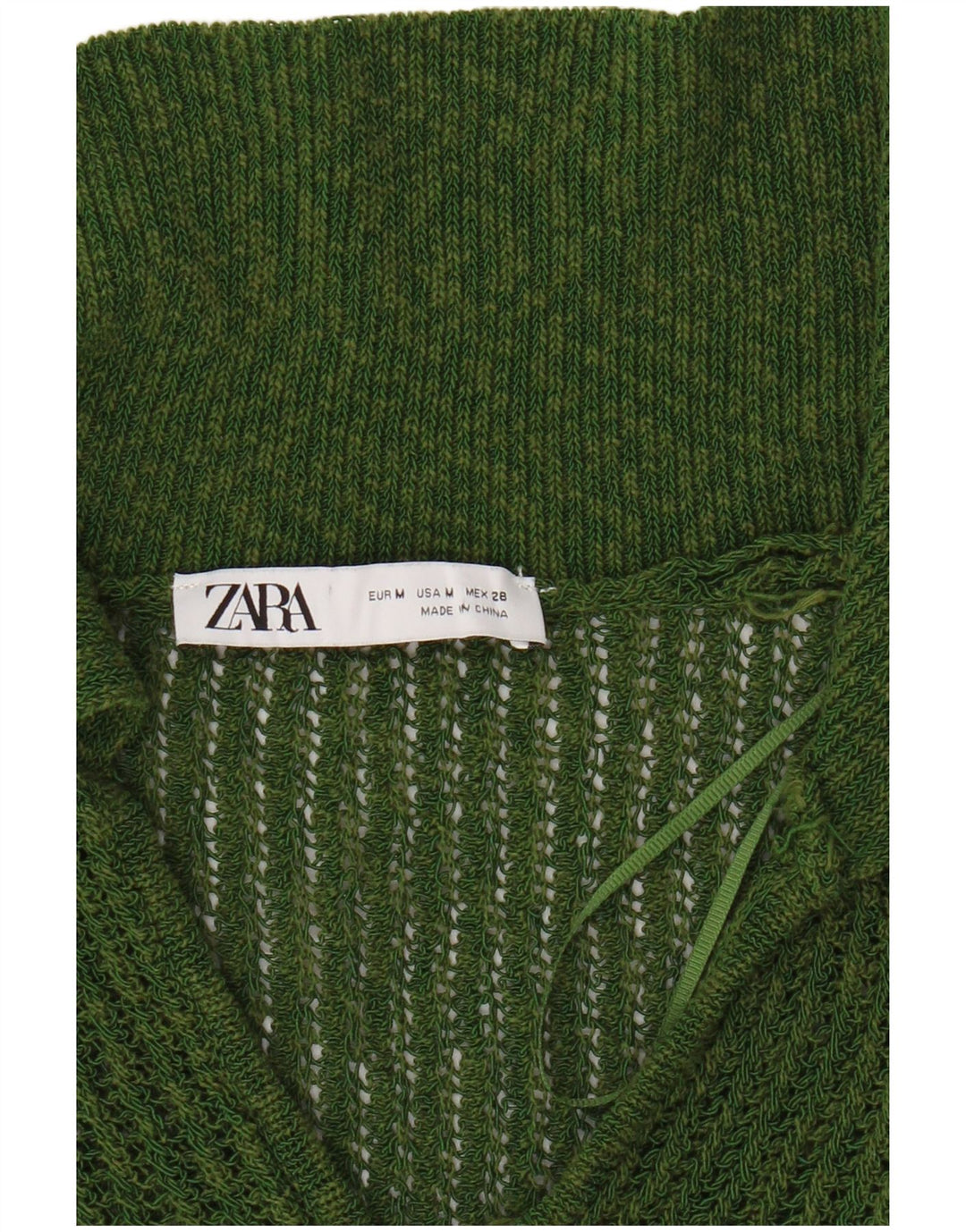 Zara Womens Polo Neck Jumper Sweater UK 14 Medium Green Colourblock