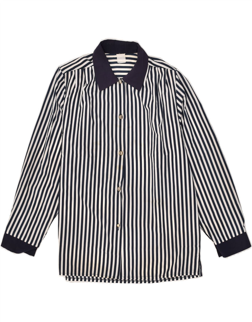 VINTAGE Womens Shirt UK 18 XL Navy Blue Striped Nautical | Vintage Vintage | Thrift | Second-Hand Vintage | Used Clothing | Messina Hembry 