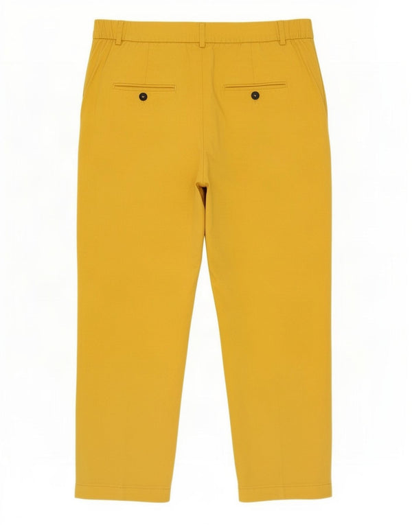 Zara Womens High Waist Pegged Capri Trousers Large W32 L22 Yellow Lyocell