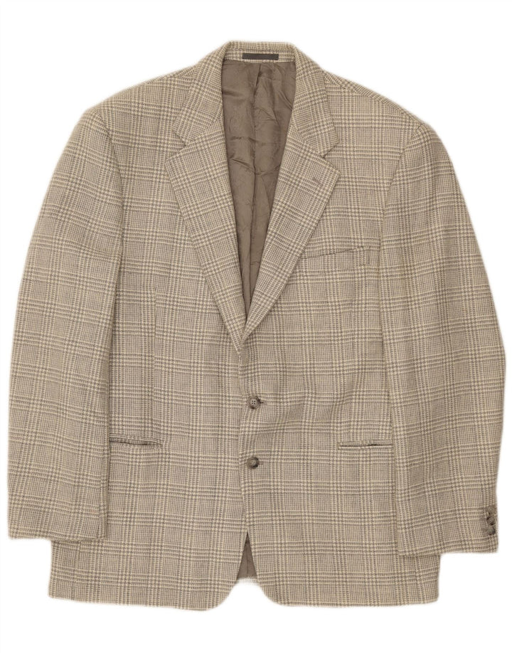 Vintage Mens 2 Button Blazer Jacket UK 40 Large Grey Houndstooth