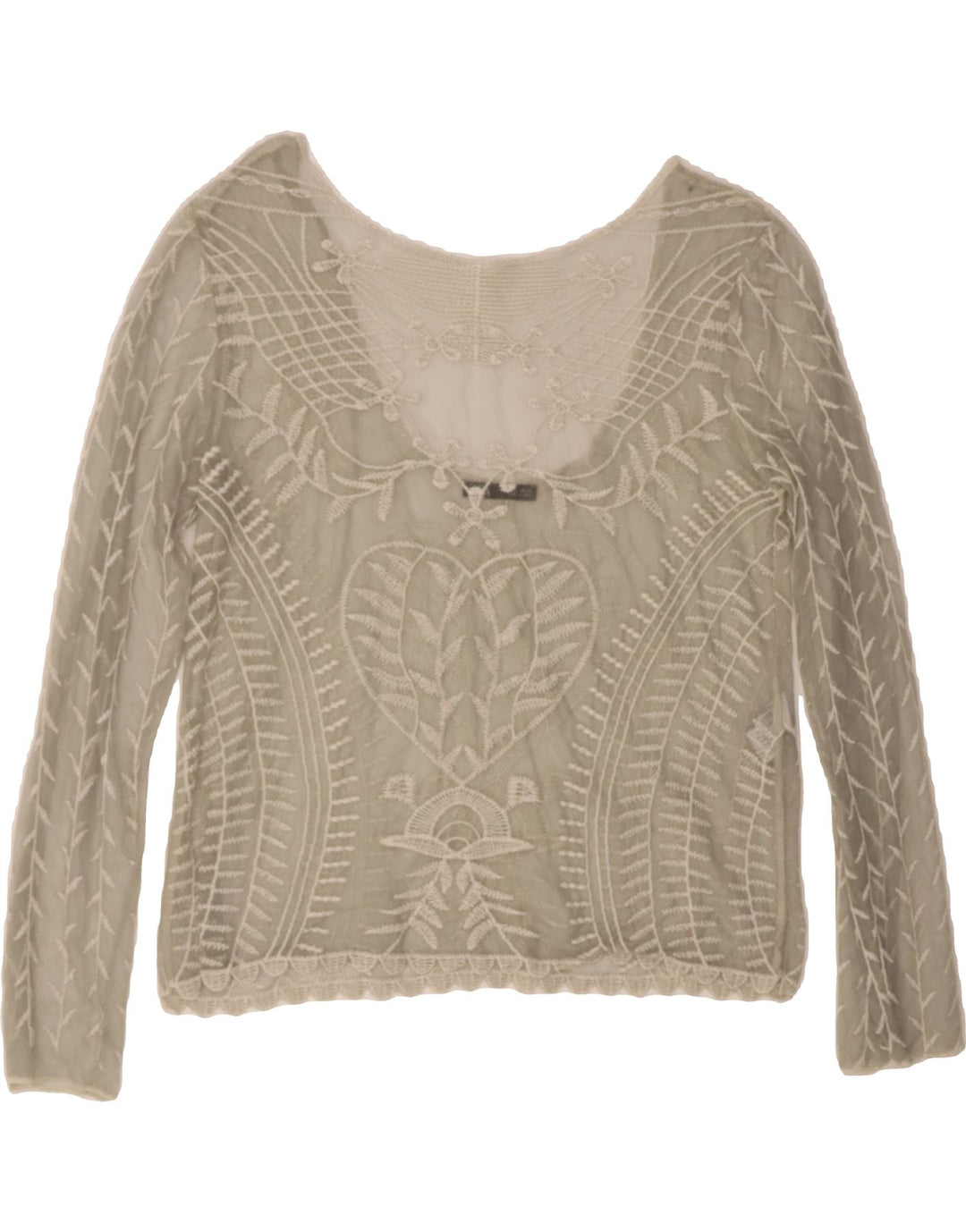 ZARA Womens Long Sleeve Blouse Top UK 14 Large Grey Floral Vintage Zara and Second-Hand Zara from Messina Hembry 