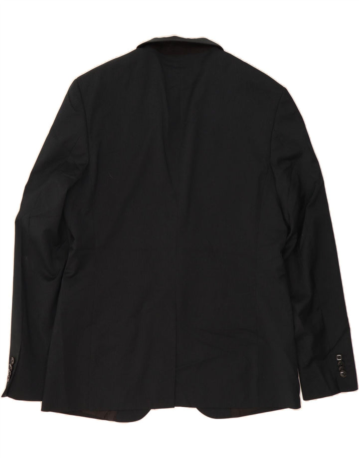 MOSSIMO Mens Slim Fit 2 Button Blazer Jacket UK 38 Medium Black Pinstripe Vintage Mossimo and Second-Hand Mossimo from Messina Hembry 