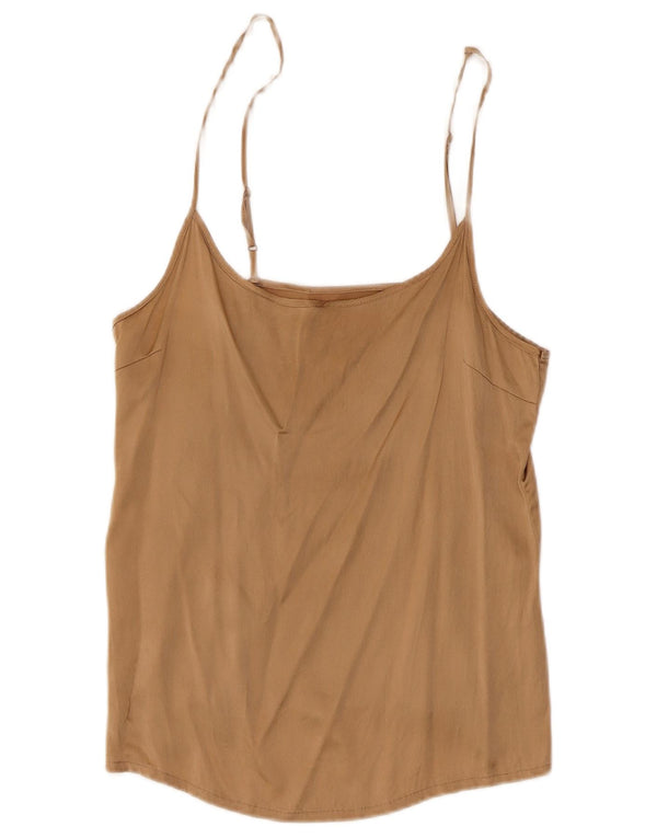Vintage Womens Cami Top UK 8 Small Brown Silk