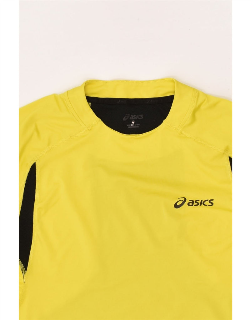 ASICS Mens T-Shirt Top Small Yellow Colourblock Polyester | Vintage Asics | Thrift | Second-Hand Asics | Used Clothing | Messina Hembry 