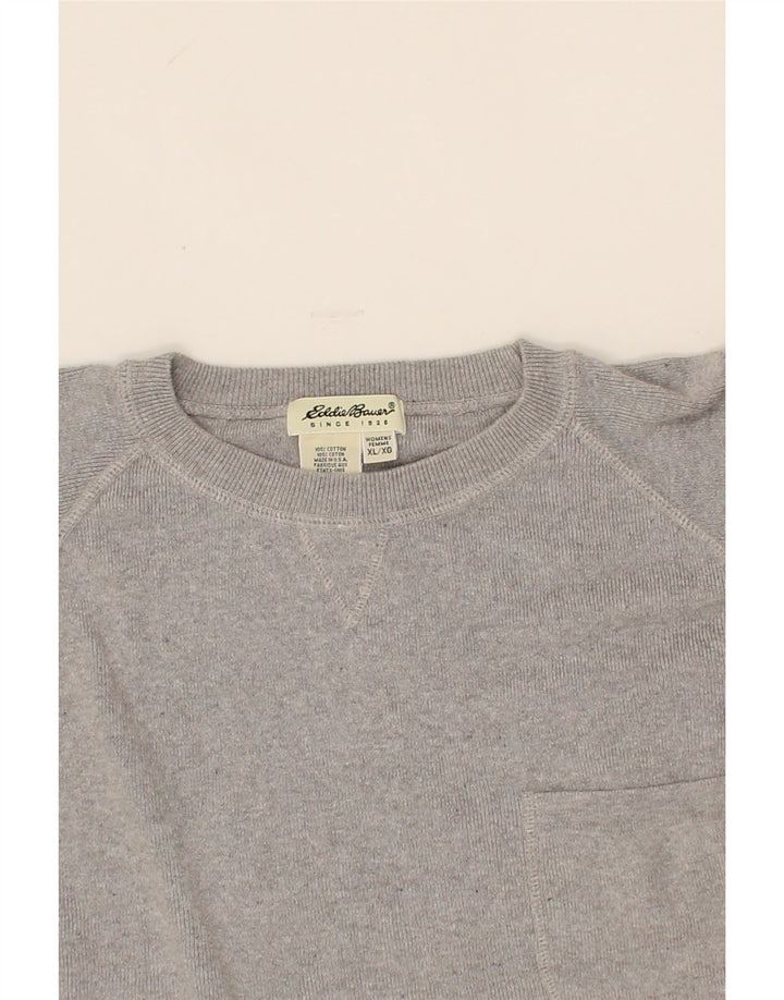 EDDIE BAUER Womens Oversized Sweatshirt Jumper UK 18 XL Grey Cotton Vintage Eddie Bauer and Second-Hand Eddie Bauer from Messina Hembry 