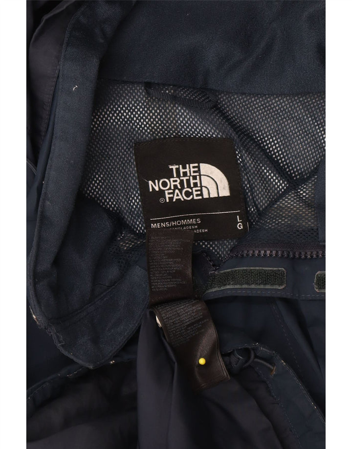The North Face Mens Hooded Rain Jacket UK 40 Large Navy Blue Polyester
