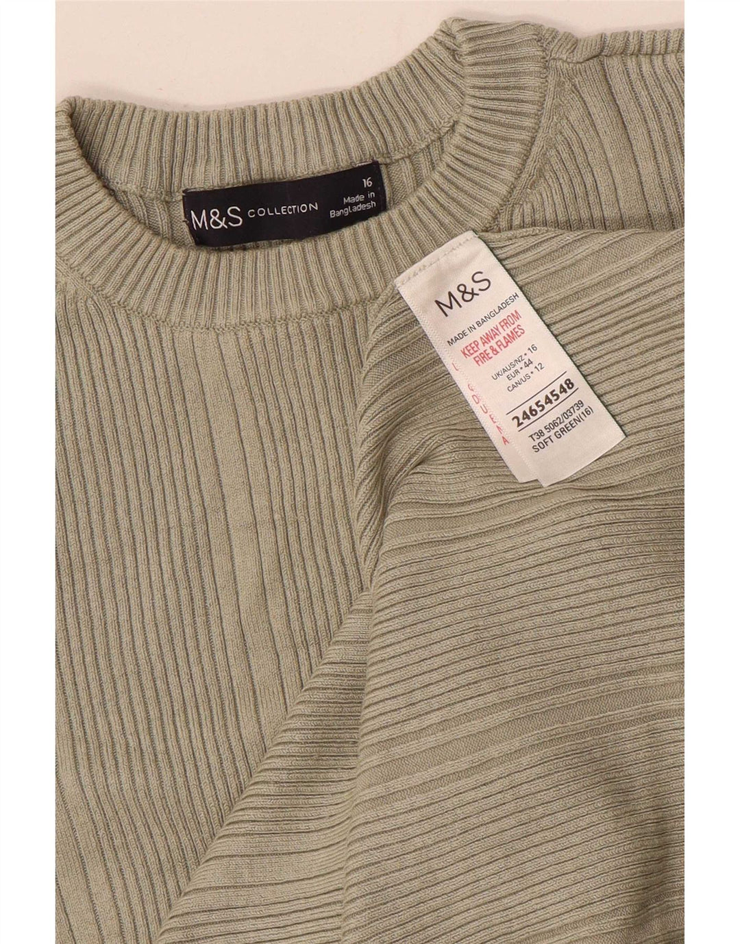 Marks & Spencer Womens Top Long Sleeve UK 16 Large Khaki Viscose