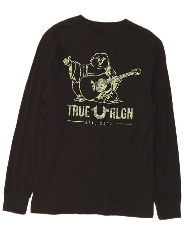 True Religion Mens Graphic Top Long Sleeve Small Black Cotton