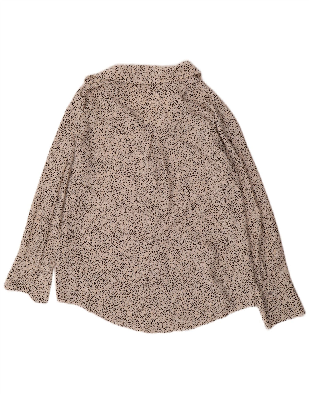 Zara Womens Oversized Shirt Blouse UK 10 Small White Spotted Polyester