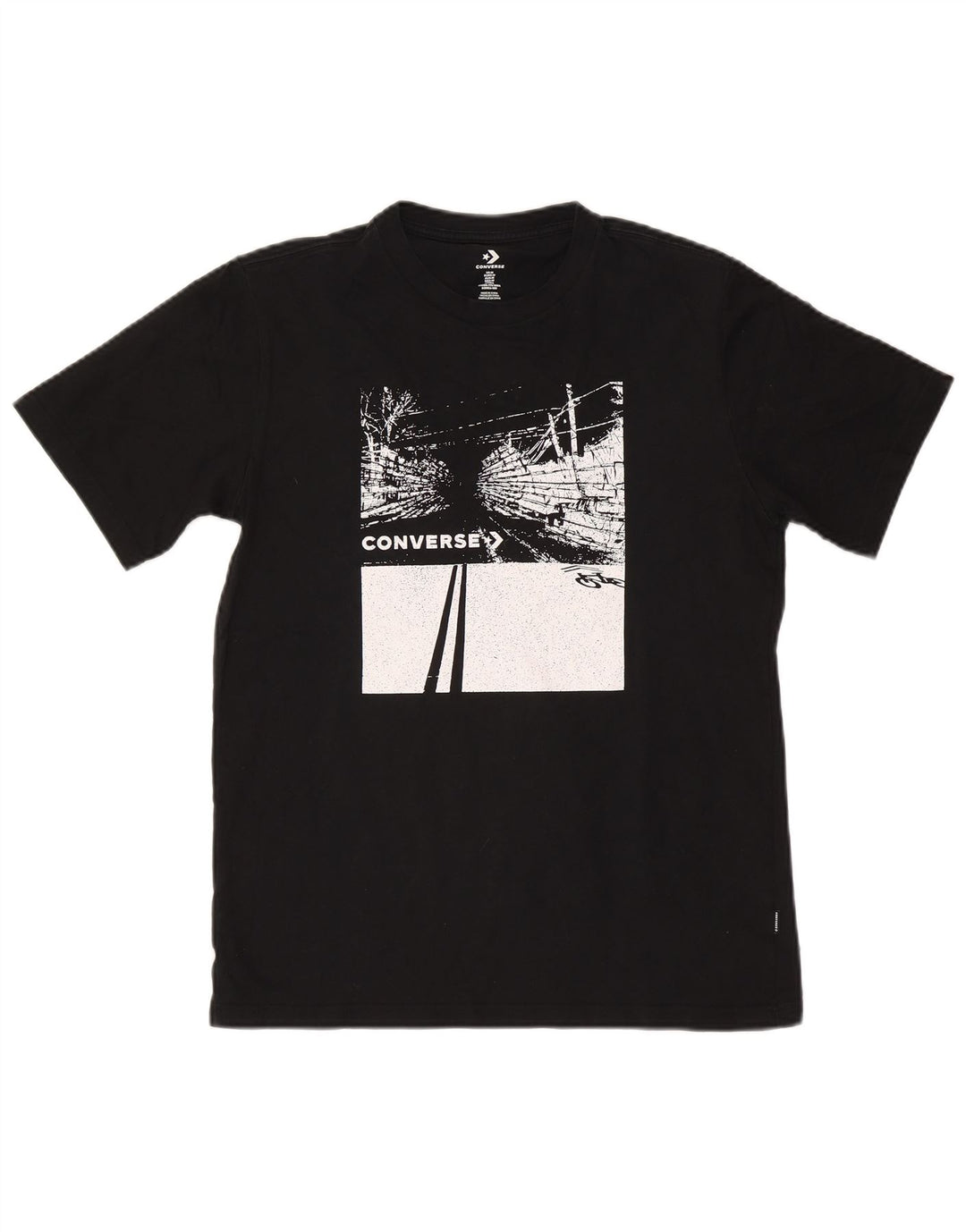 Converse Mens Graphic T-Shirt Top Medium Black Cotton