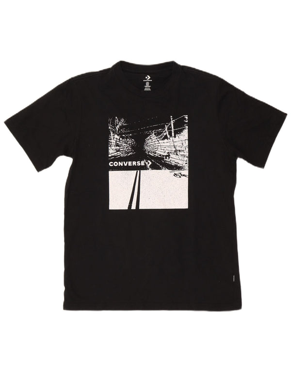 Converse Mens Graphic T-Shirt Top Medium Black Cotton