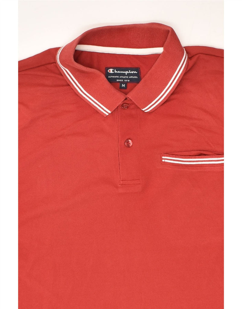 CHAMPION Mens Polo Shirt Medium Red Cotton | Vintage Champion | Thrift | Second-Hand Champion | Used Clothing | Messina Hembry 