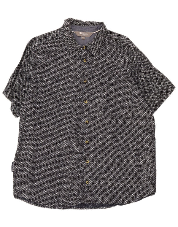 Mountain Warehouse Mens Short Sleeve Shirt XL Navy Blue Geometric Cotton