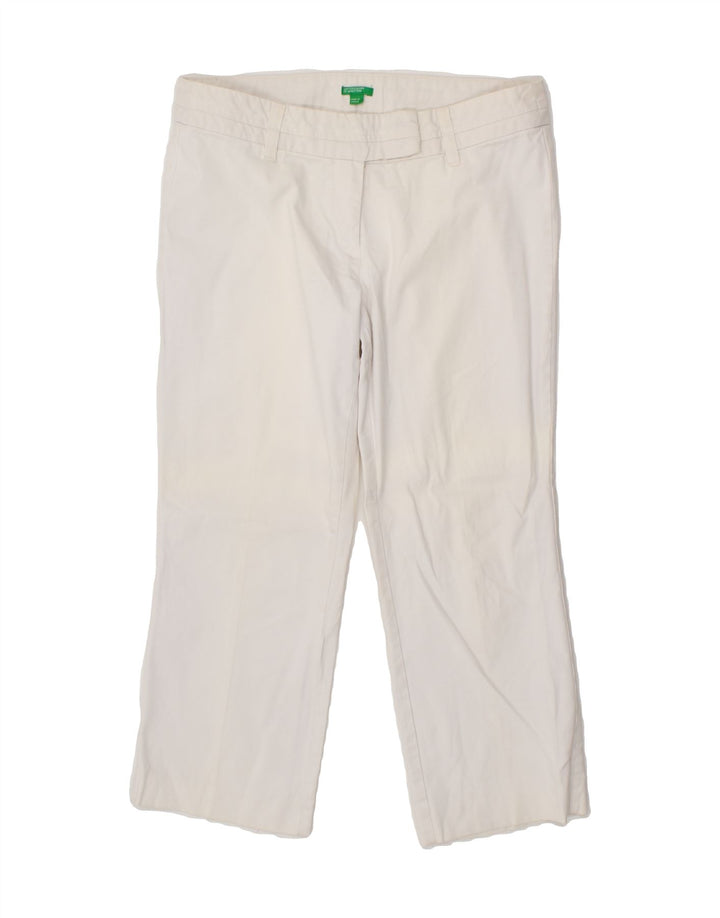 BENETTON Womens Straight Capri Trousers IT 44 Medium W32 L23 White Cotton Vintage Benetton and Second-Hand Benetton from Messina Hembry 