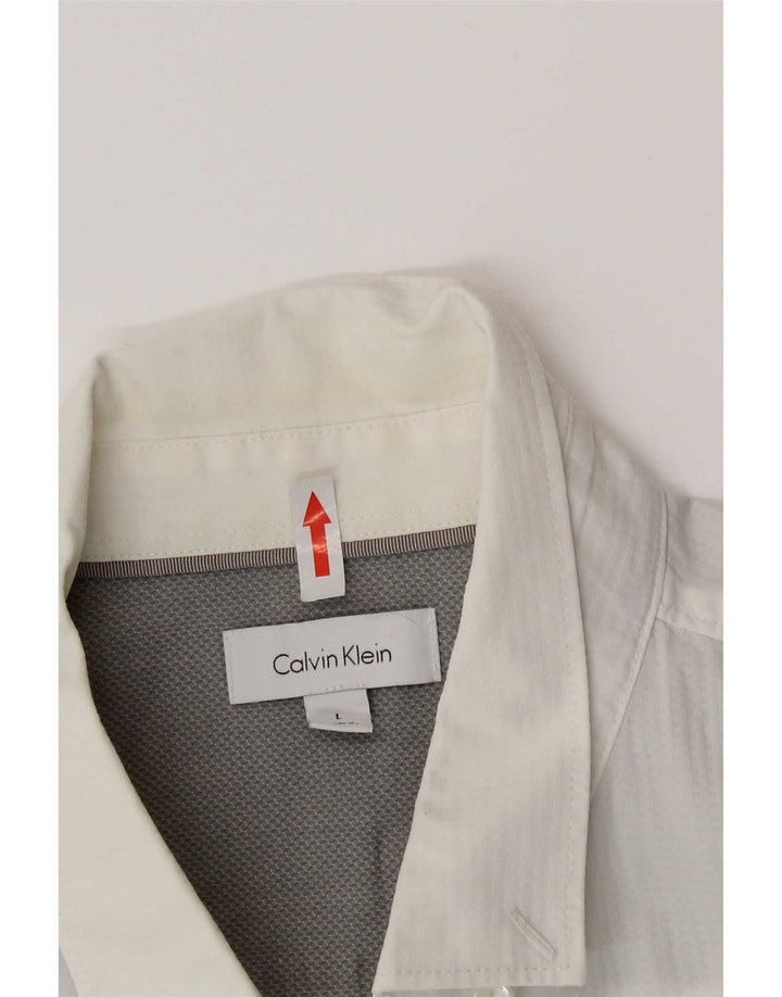 Calvin Klein Mens Short Sleeve Shirt Large White Cotton