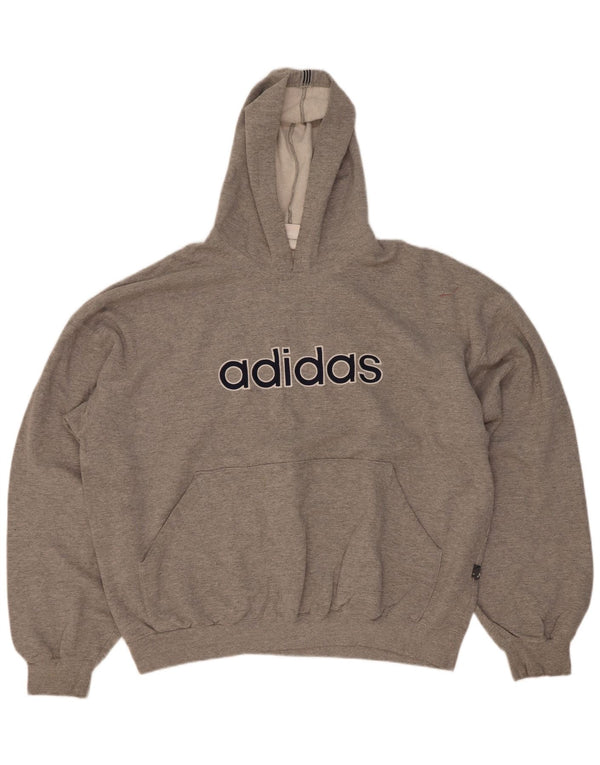Adidas Mens Graphic Hoodie Jumper XL Grey Flecked Cotton