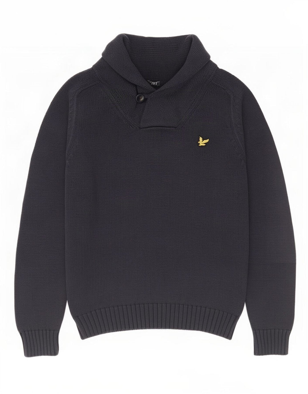 Lyle & Scott Mens Shawl Neck Jumper Sweater Medium Navy Blue Cotton
