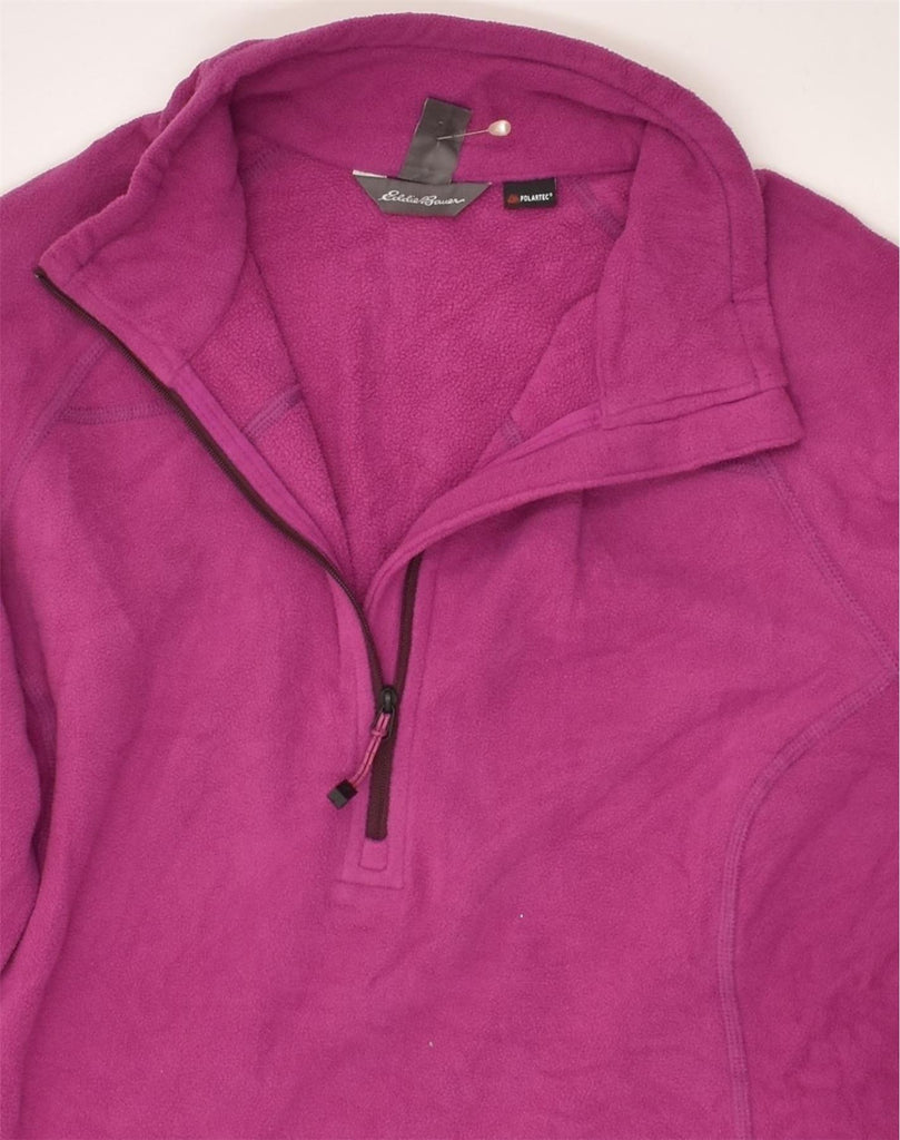 EDDIE BAUER Womens Zip Neck Fleece Jumper UK 18 XL Purple Polyester | Vintage Eddie Bauer | Thrift | Second-Hand Eddie Bauer | Used Clothing | Messina Hembry 