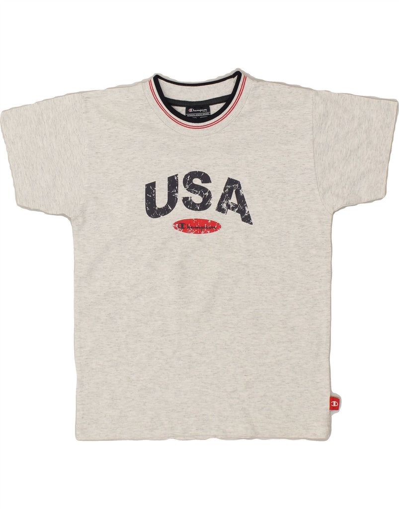 CHAMPION Boys USA Graphic T-Shirt Top 7-8 Years Grey Cotton | Vintage Champion | Thrift | Second-Hand Champion | Used Clothing | Messina Hembry 