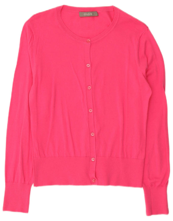 Oasis Womens Cardigan Sweater UK 14 Large Pink Cotton