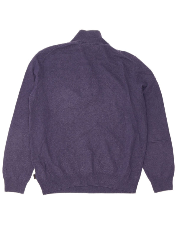 Hugo Boss Mens Zip Neck Jumper Sweater Large Navy Blue Virgin Wool