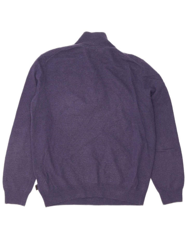 Hugo Boss Mens Zip Neck Jumper Sweater Large Navy Blue Virgin Wool